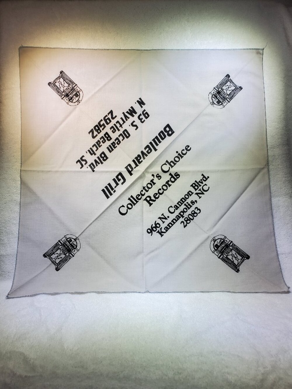 VINTAGE COLLECTORS  CHOICE RECORDS / BOULEVARD GRILL BANDANA / DO RAG...1996 SOS